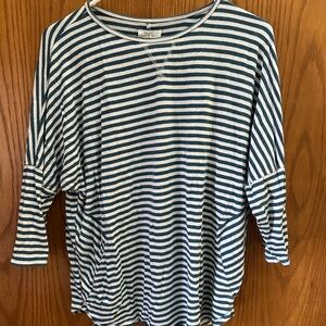 Women's Striped Top in Green and White